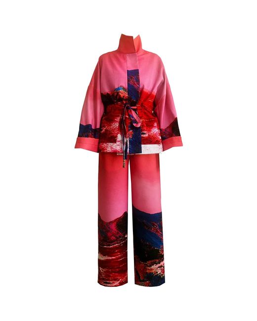 Maxjenny Red Wide Slouchy Pants