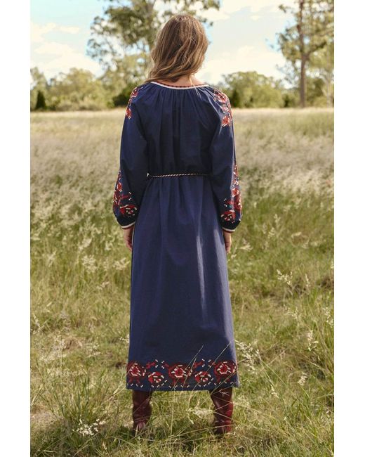 Adrift Clothing Blue Robin Belted Dress