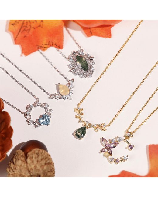 Azura Jewelry New York White Trellis Moss Agate Vermeil Necklace