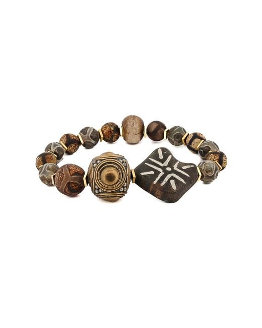 Ebru Jewelry Metallic Nepal Agate Nature Beaded Bracelet