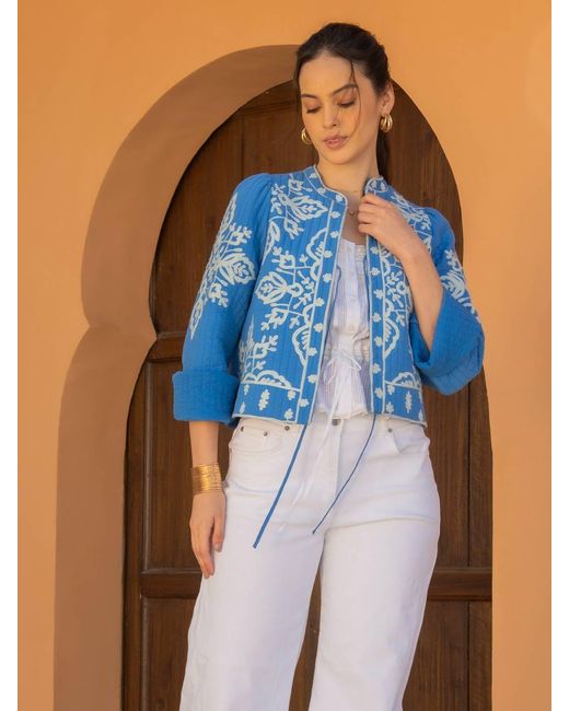 Rose & Nancy Blue Lori Embroidered Quilted Jacket