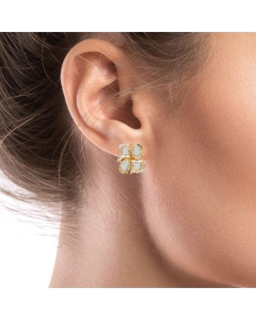 Bounkit Metallic Cora Studs Clear Quartz Clip On