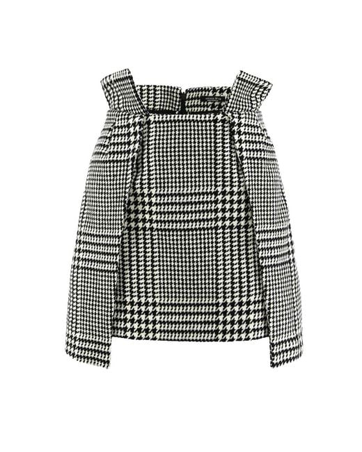 AVENUE No.29 Black Checked Wool Wrap Mini Skirt