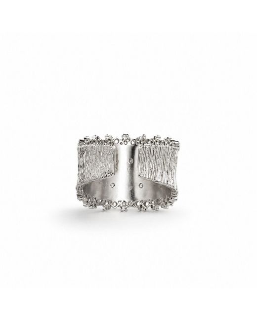 Nuvv Collection White Adjustable Crystal Cuff Ring – Statement Ring