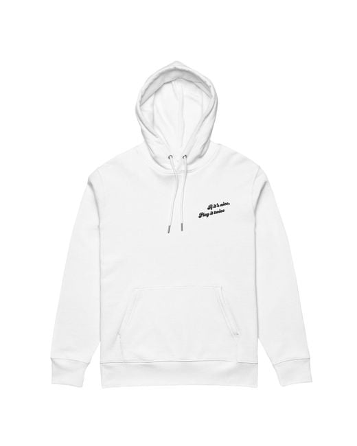 Anchor and Crew White If It's Nice Play It Twice Disco! Organic Cotton Embroidered Heavyweight Hoodie