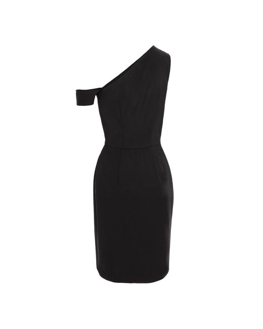 AVENUE No.29 Black Asymmetrical Neckline Bodycon Midi Dress