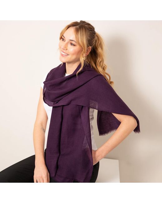 Alie Street London Purple Aurielle Silk Wool Scarf Imperial