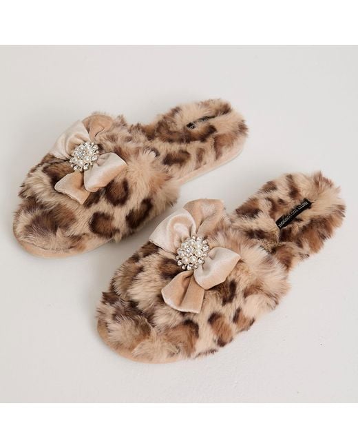 Pretty You London Brown Anya Slider Slipper With Diamante