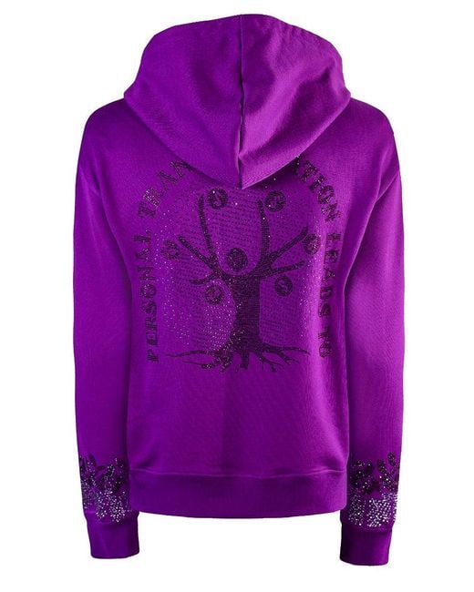 Miracles Manifester Purple Positive Affirmation Hoodie With Rhinestone Design