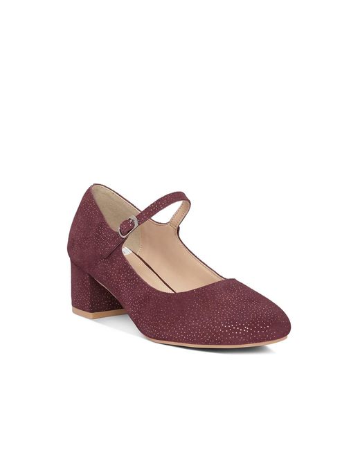 Rag & Co Red Bettola Shimmer Suede Mary Jane Sandals