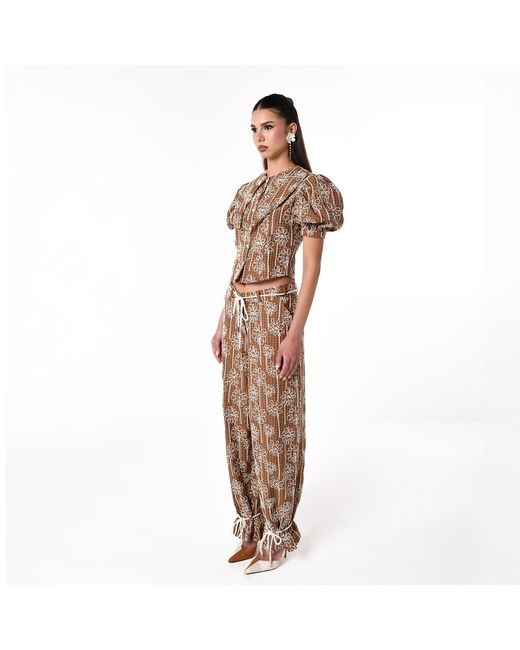 28Natelier Brown Embroidered Button Up Top