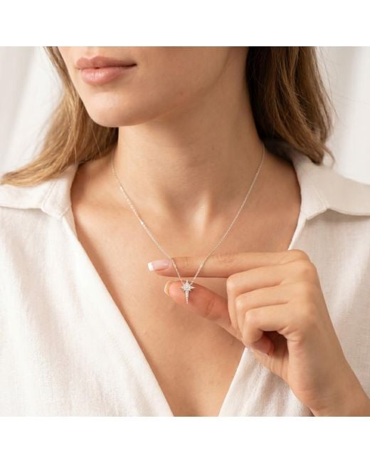 Spero London Metallic Northern Star Polaris Starburst Sterling Necklace & Stud Earring Set