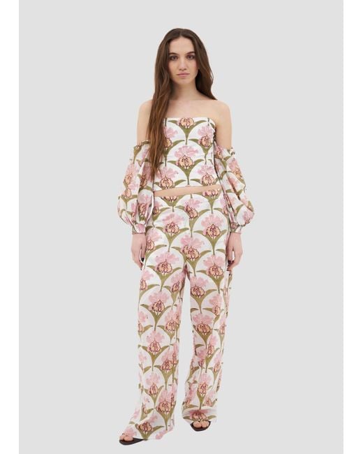 Manuela Cabrales White Vexillaria Block Print Top
