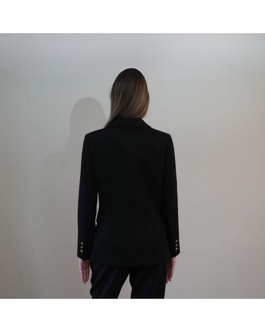 Nuvv Collection Black Modern Casual Button Tweed Jacket