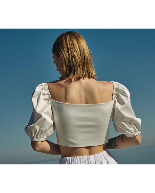 NAZLI CEREN White Grace Ruched Top