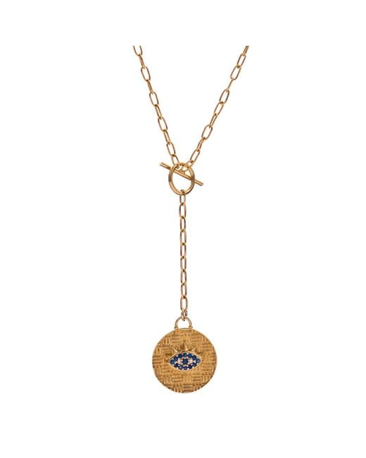 Ebru Jewelry Metallic Sapphire Guardian Evil Eye Lariat Necklace