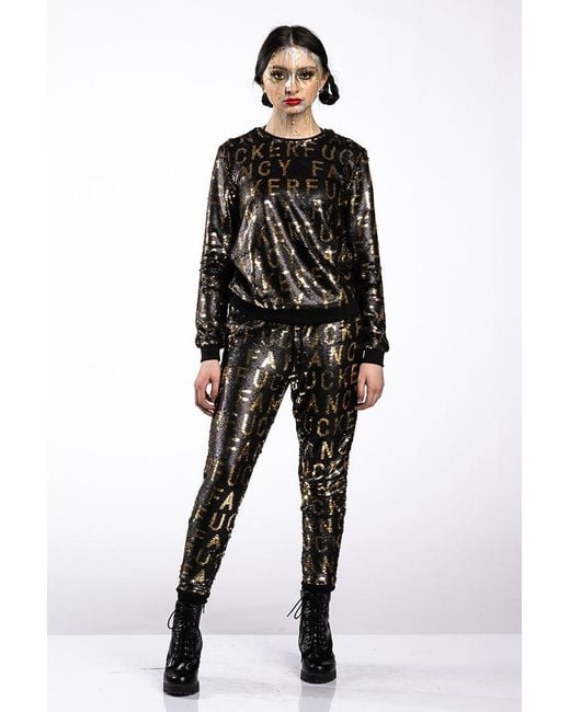 Any Old Iron Black Sequin Fancy Fucker Joggers