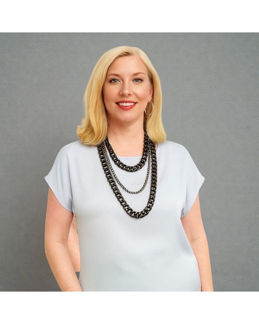 Sylvia Piechulla Metallic Chunky 3-Tier Aluminium Metal Chain Necklace