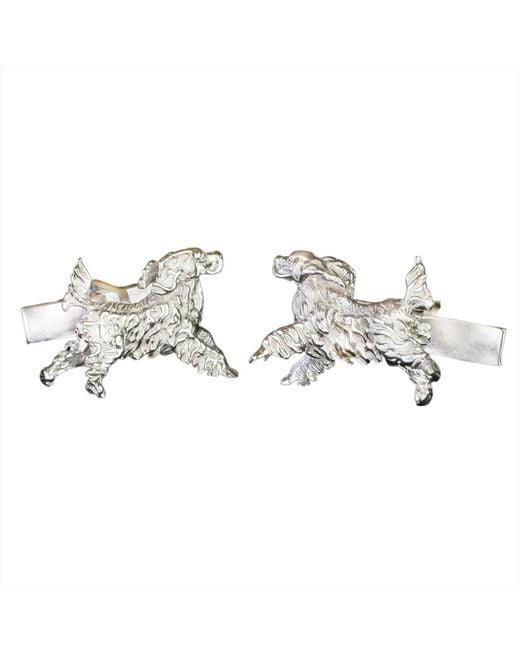 Simon Kemp Jewellers Metallic Leaping Spaniel Cufflinks for men