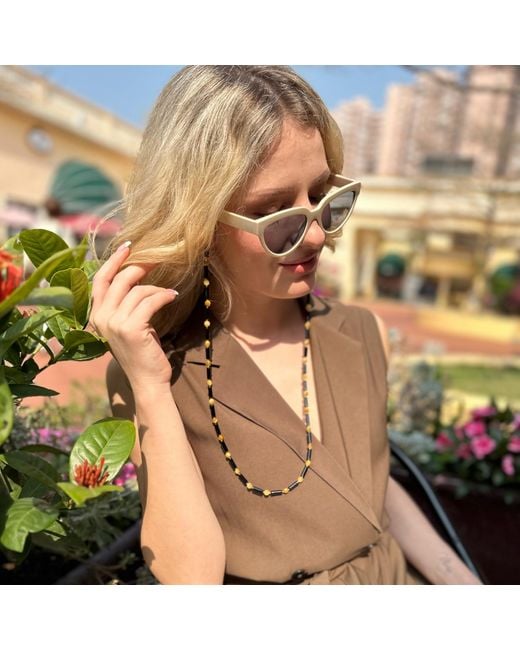 Farra Black Colorful Gemstone Multi-Way Glasses Chain