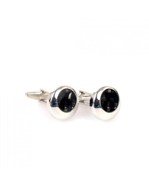 DAVID WEJ Black Circle Chequered Design Cufflink for men