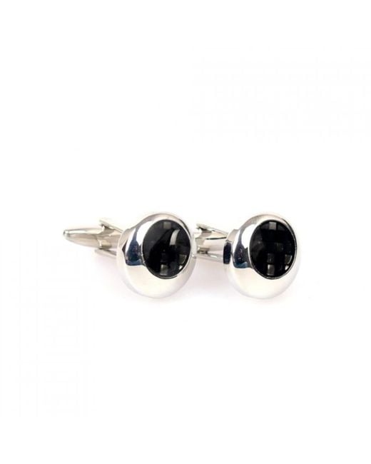 DAVID WEJ Black Circle Chequered Design Cufflink for men