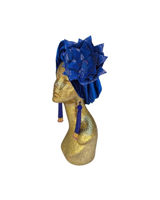 Julia Clancey Blue Cha Cha Cha Boom Electric Luxe Velour Turban