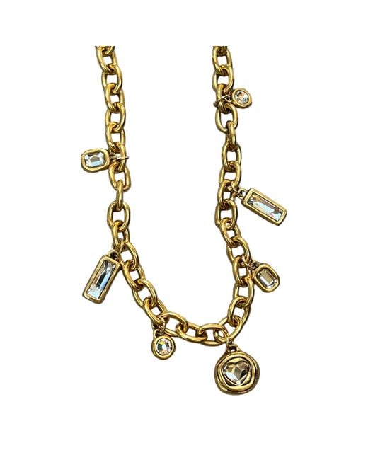 Sccollection Metallic Daisy Rhinestone Necklace