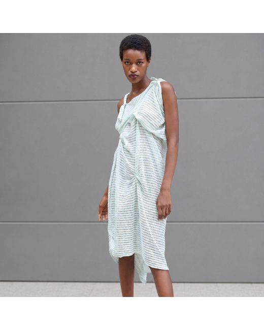 Miro Misljen White Seafoam Sculpture Midi Dress