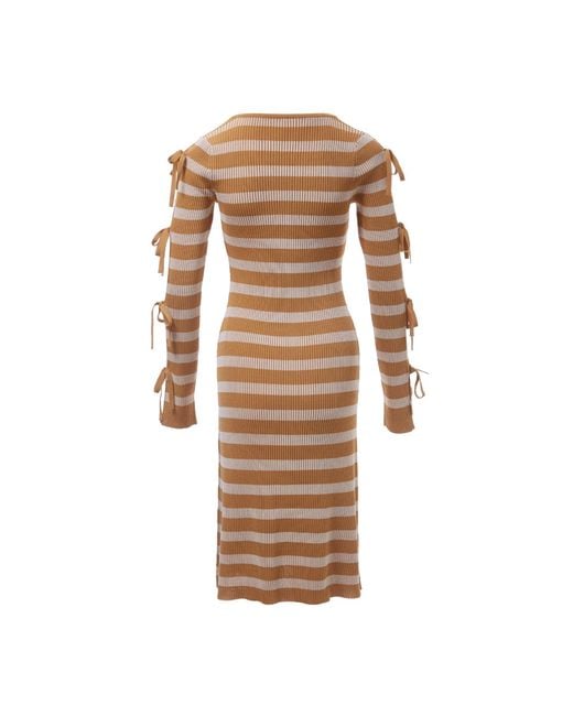 Fully Fashioning Brown Neutrals Alexandra Lacing Knit Dress