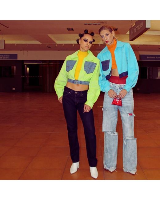 Couture to Your Door Green Lime Corduroy Upcycled Cropped Jacket