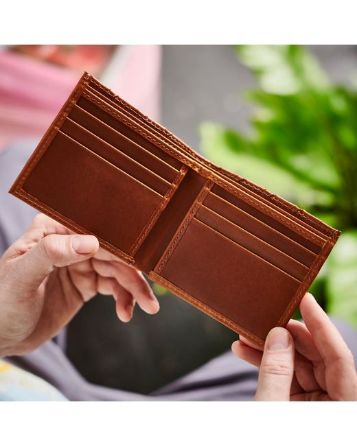 VIDA VIDA Brown Plaited Tan Leather Card Wallet for men