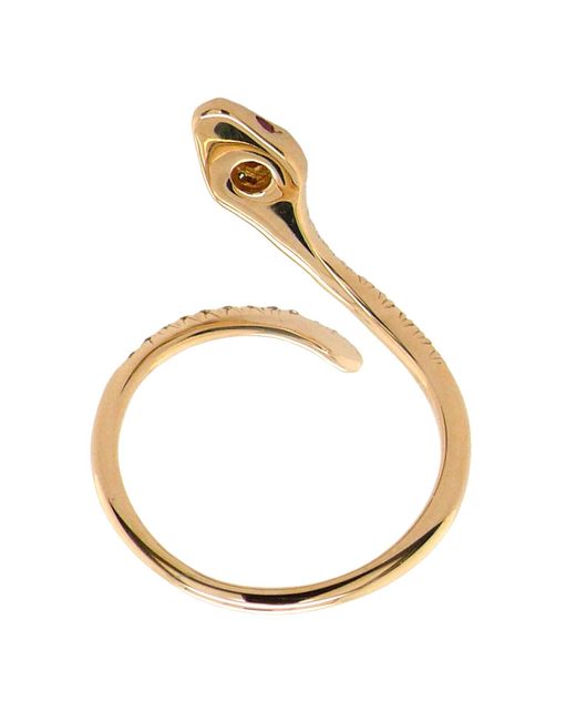 Artisan Metallic 18K Diamond & Ruby Snake Wrap Ring