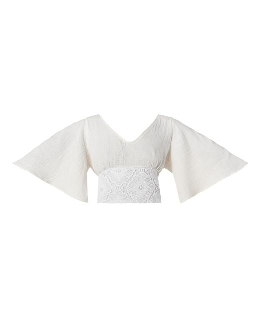Italia A Collection White Neutrals Seashell Crochet Top