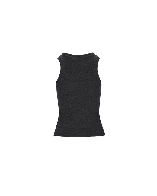 Mandragora Black Ribbed Cotton Dark Melange Tank Top Caro