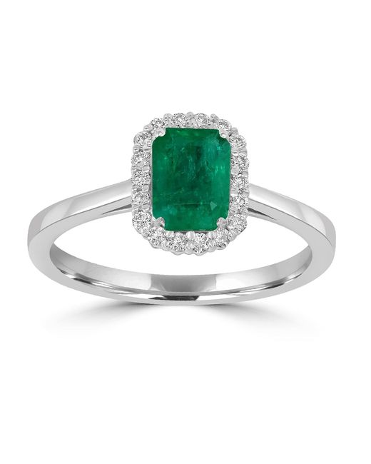 Artisan Green Emerald-Cut Emerald & Diamond Halo Ring