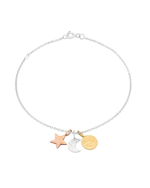 Posh Totty Designs Metallic Textured Mixed Gold Sun Moon & Star Bracelet