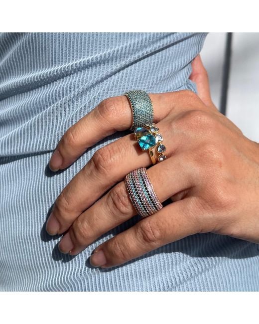Native Gem Blue Perfect Pair Ring- Pariba + Labradorite