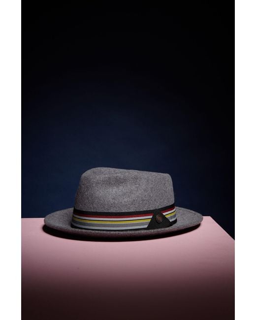Dasmarca Hats Gray James Smoke Milange Felt Wide Brim Wool Felt Fedora Hat for men