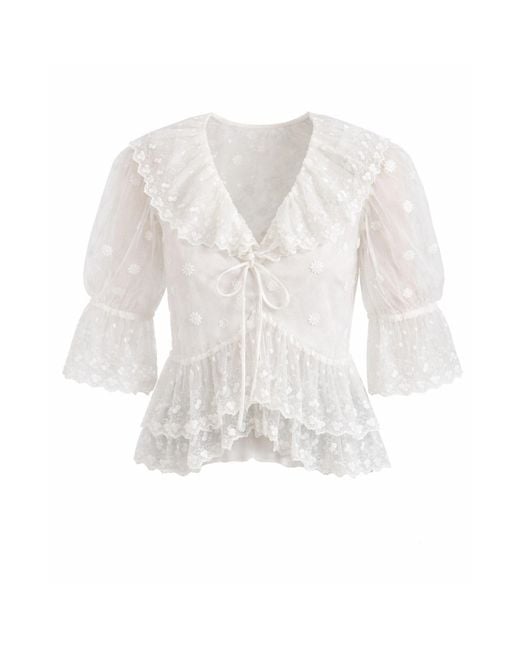 Rose & Nancy White Samira Ivory Lace Blouse