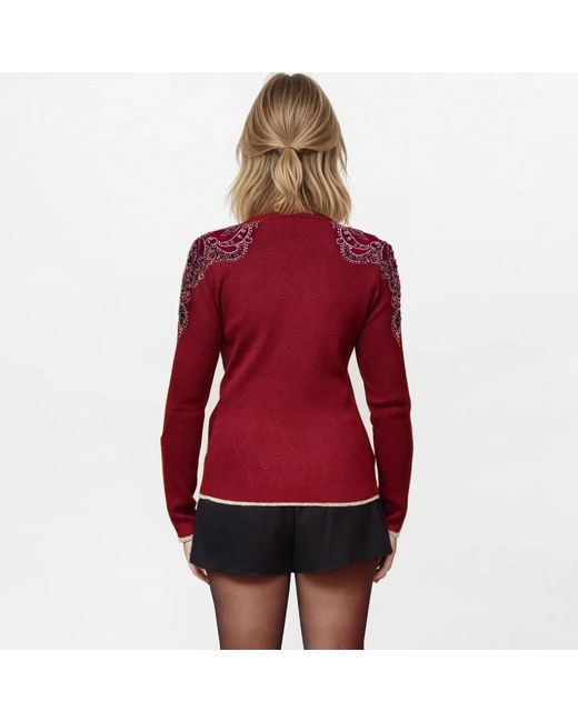 Otthie Purple Christmas Burgundy Embellished Knit Jumper