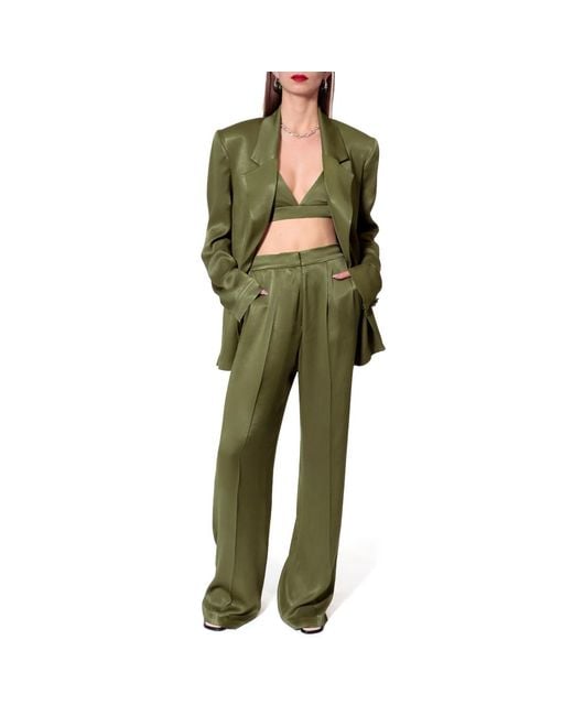 AGGI by HALEWSKI Green Bellamy Satin Branch Blazer