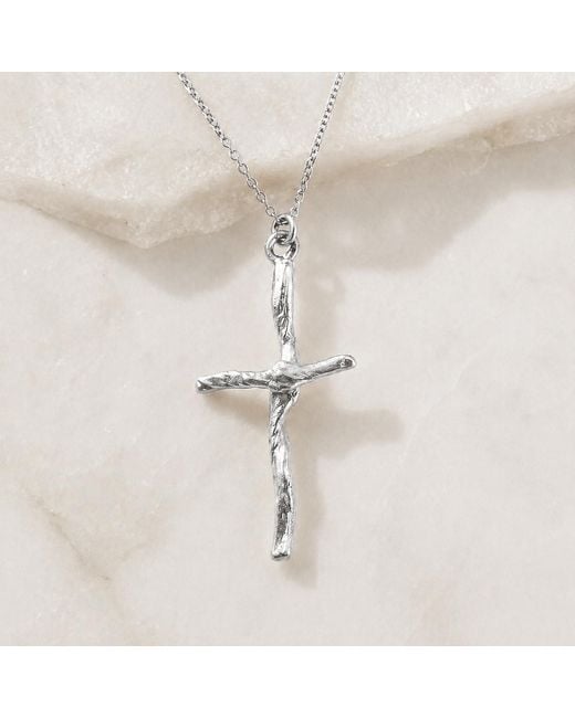 Mother Nature Jewelry Metallic Cross Necklace, Handmade Tree Branch Pendant