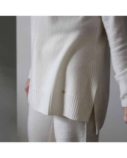 tirillm White Abby A Line Long Turtle Neck Pullover, Off