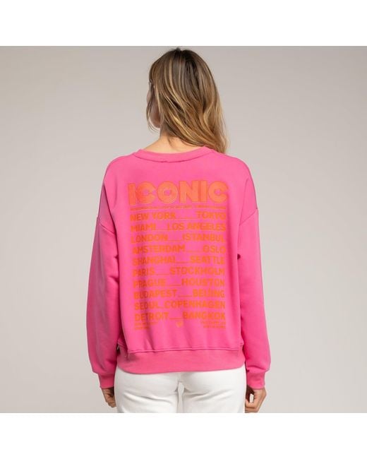 Tantra Spain Sl Pink Sweatshirt With Iconic Fluorescent Text On The Front And Back Fucsia