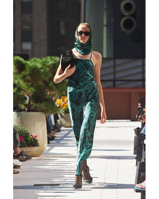 Monzlapur New York Green Silk Serpent Noir Dress