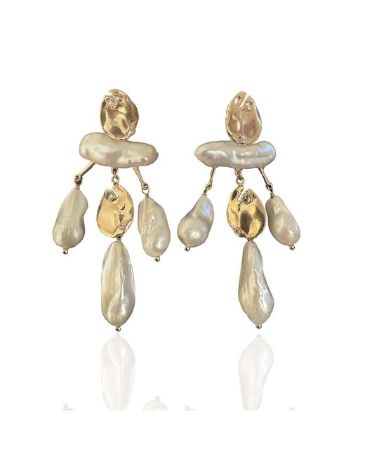 Rare Matters Jewelry Metallic Celestial Cascade Baroque Pearl Earrings