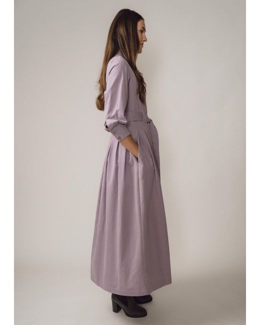BEIRA Purple Marina Dress Long Pleated Shirt Dress