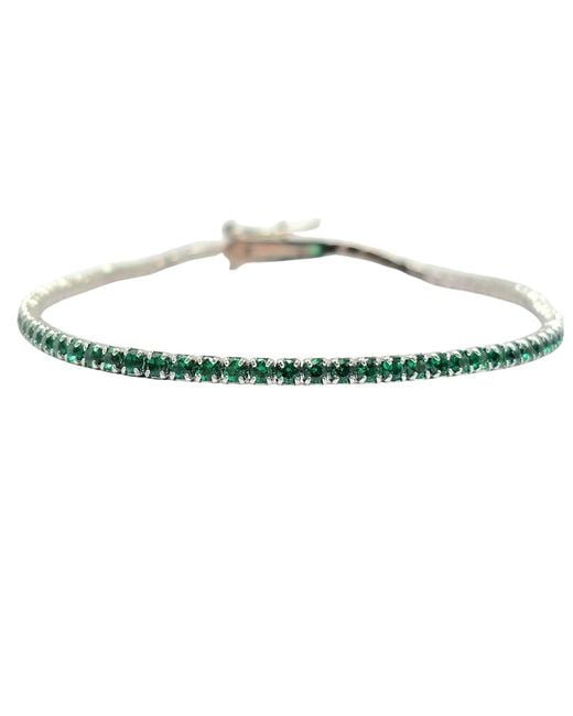 Harfi Metallic Emerald Gemstone Sterling Tennis Bracelet