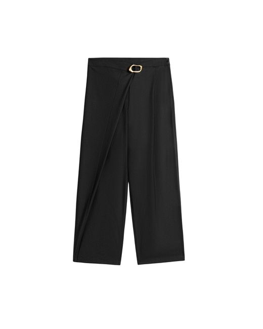Nocturne Black Asymmetric Buckle Detail Pants